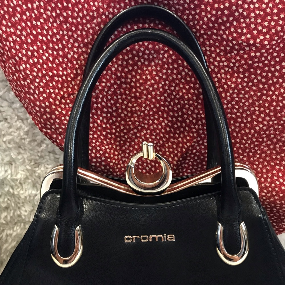 Cromia | Authentic Black Italian Leather Handbag - Picture 2 of 8